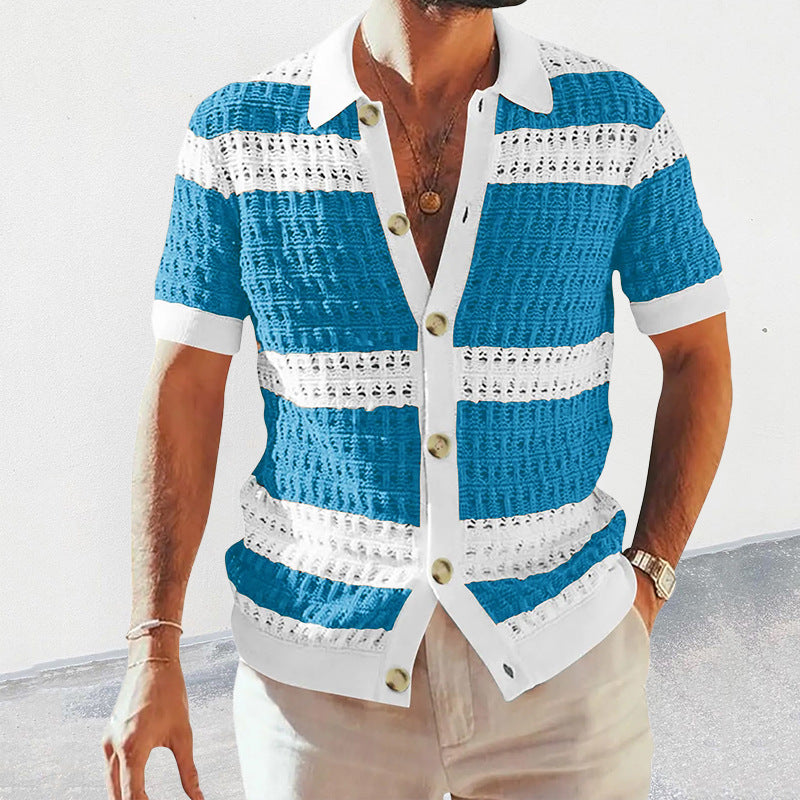 Summer Luxury New Knitted Shirt Men's Polo Cardigan
