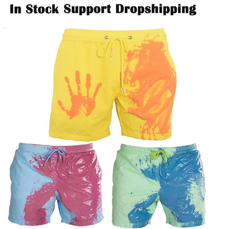 Magical Change Color Beach Shorts Summer Men Swimming Trunks