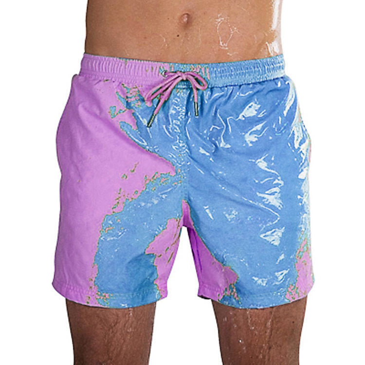 Magical Change Color Beach Shorts Summer Men Swimming Trunks