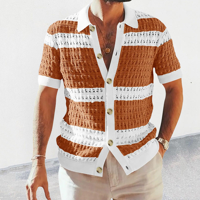 Summer Luxury New Knitted Shirt Men's Polo Cardigan