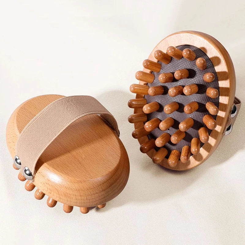 Body Anti Cellulite Brush Soothing Wooden Essential Body Massager