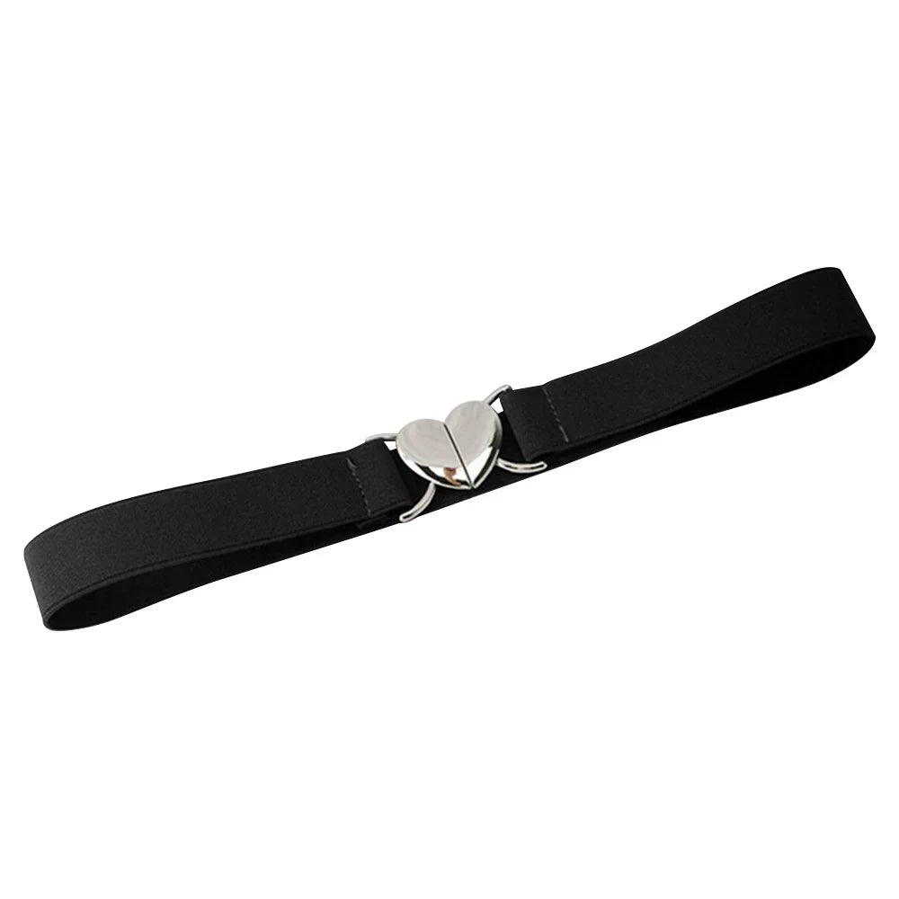 Y2K Star Buckle Belt Pink Leather Elastic Sparkling Waistband