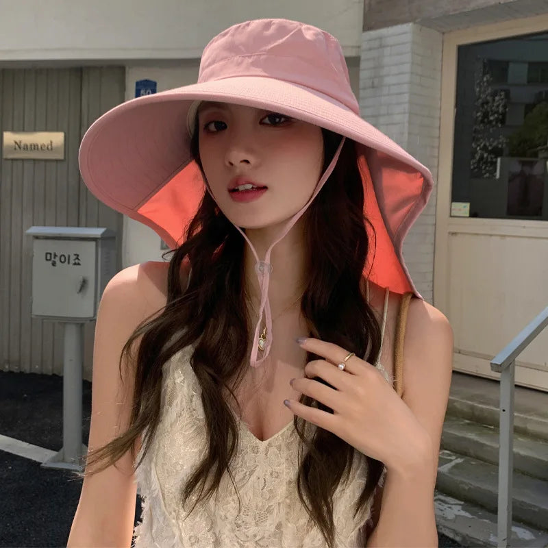 Outdoor Sun Bucket Hat for Women Neck Cover 50+ UPF Protection