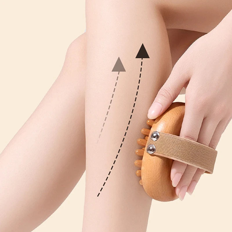 Body Anti Cellulite Brush Soothing Wooden Essential Body Massager
