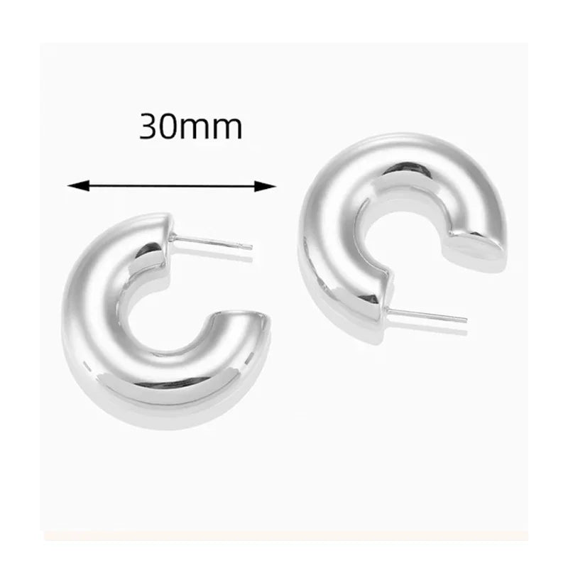 New Retro Stainless Steel Chunky C Shape Hoop Earrings