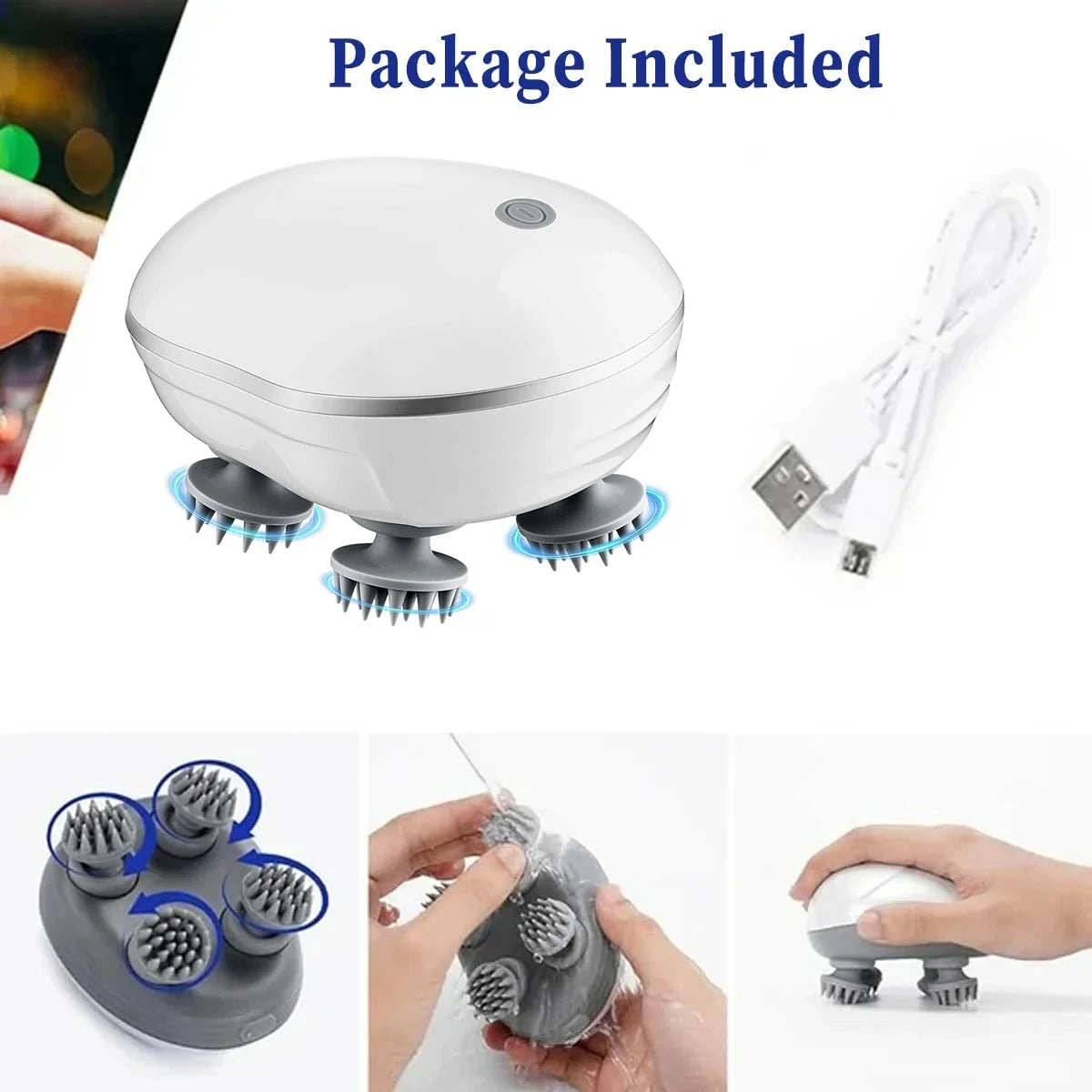 Head Massager with Adjustable Speed for Scalp Massage Red Light for Hair Care