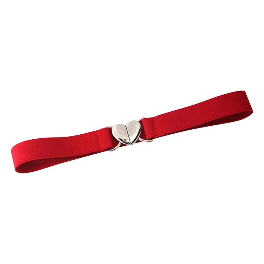 Y2K Star Buckle Belt Pink Leather Elastic Sparkling Waistband