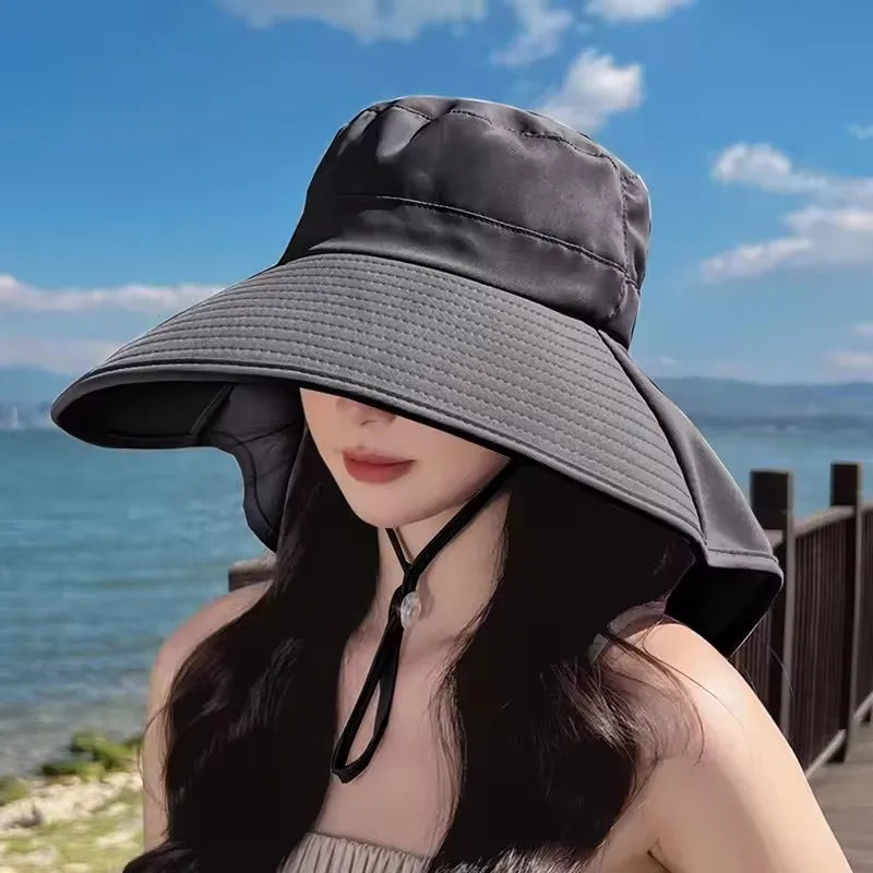 Outdoor Sun Bucket Hat for Women Neck Cover 50+ UPF Protection