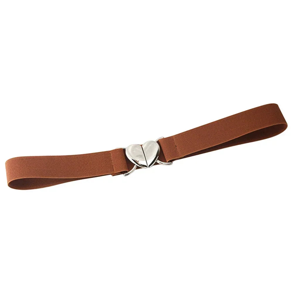 Y2K Star Buckle Belt Pink Leather Elastic Sparkling Waistband