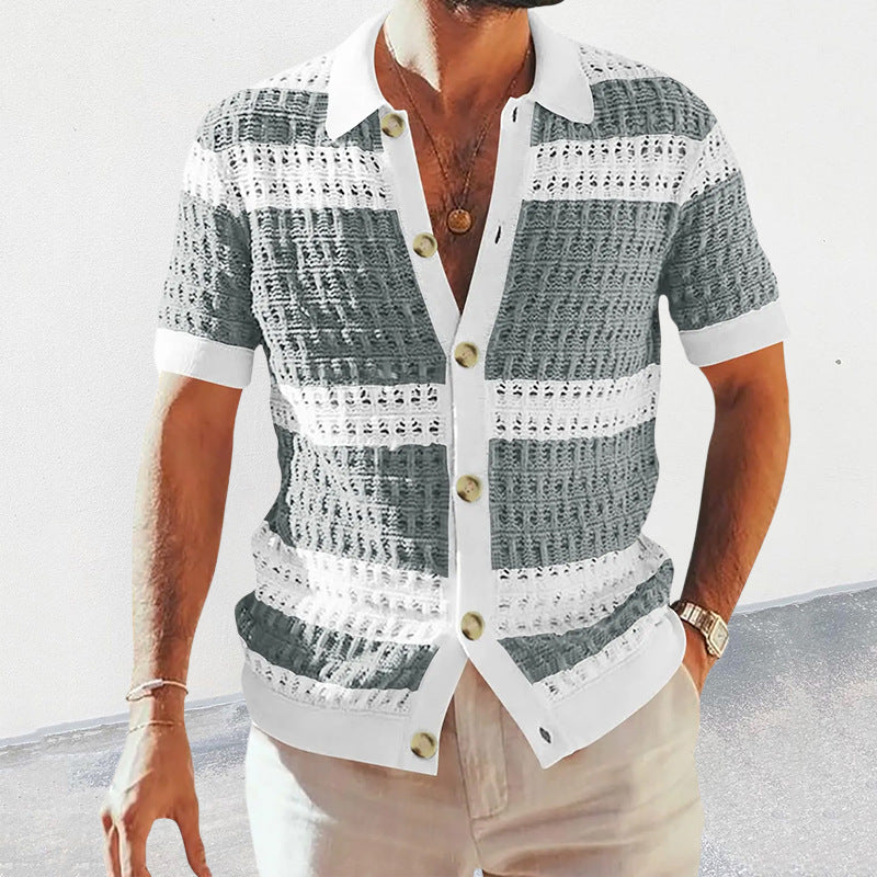 Summer Luxury New Knitted Shirt Men's Polo Cardigan