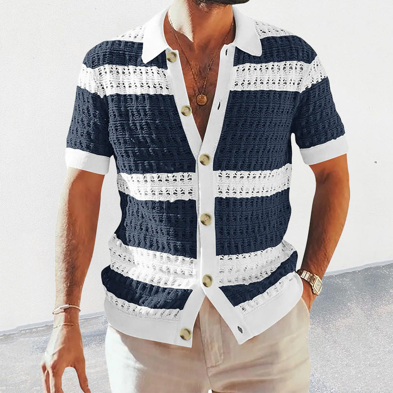 Summer Luxury New Knitted Shirt Men's Polo Cardigan