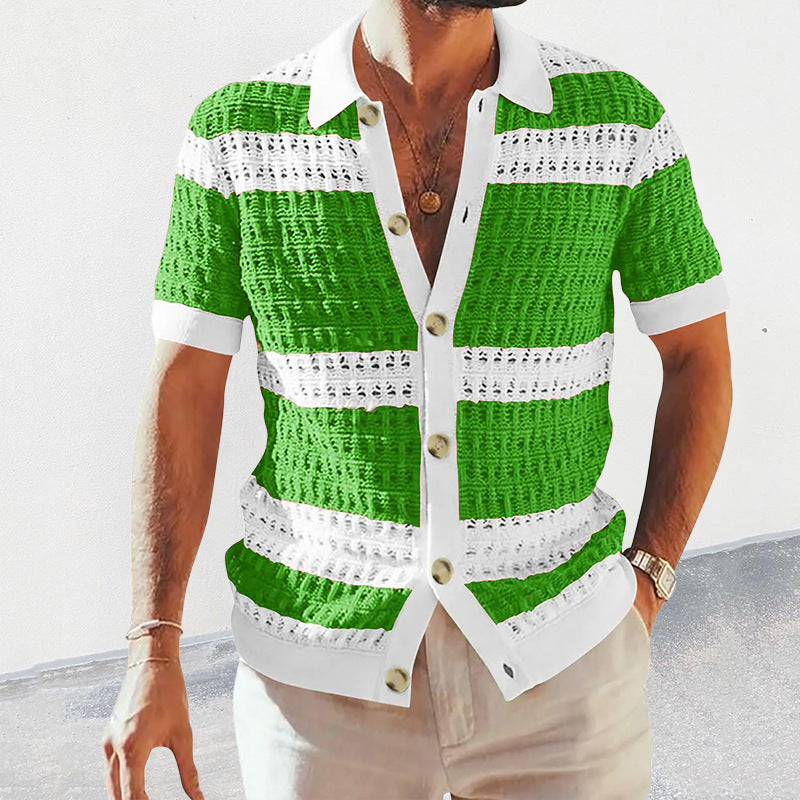 Summer Luxury New Knitted Shirt Men's Polo Cardigan